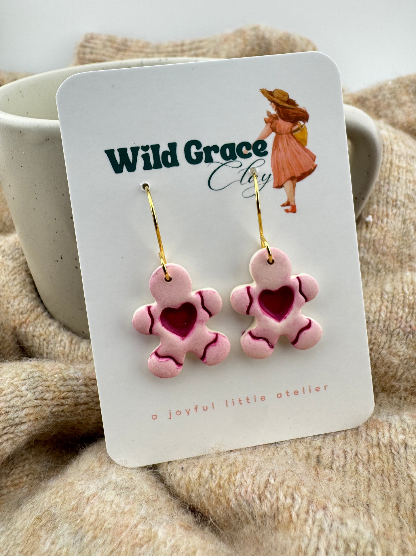 Gingerbread Man dangle earrings